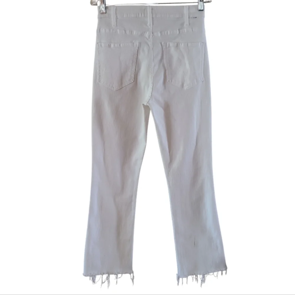 MOTHER The Hustler Ankle Fray Hem Jeans White Straight Flare - Picture 9 of 15
